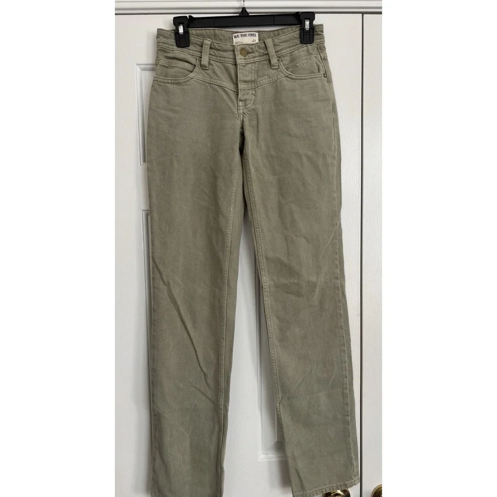 FREE PEOPLE WE THE FREE SHELBY BOYFRIEND JEANS SZ 24 Olive Green